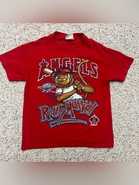 Vintage Anaheim Angels Shirt Rally Monkey Size M MLB World Series Fits XS K XL